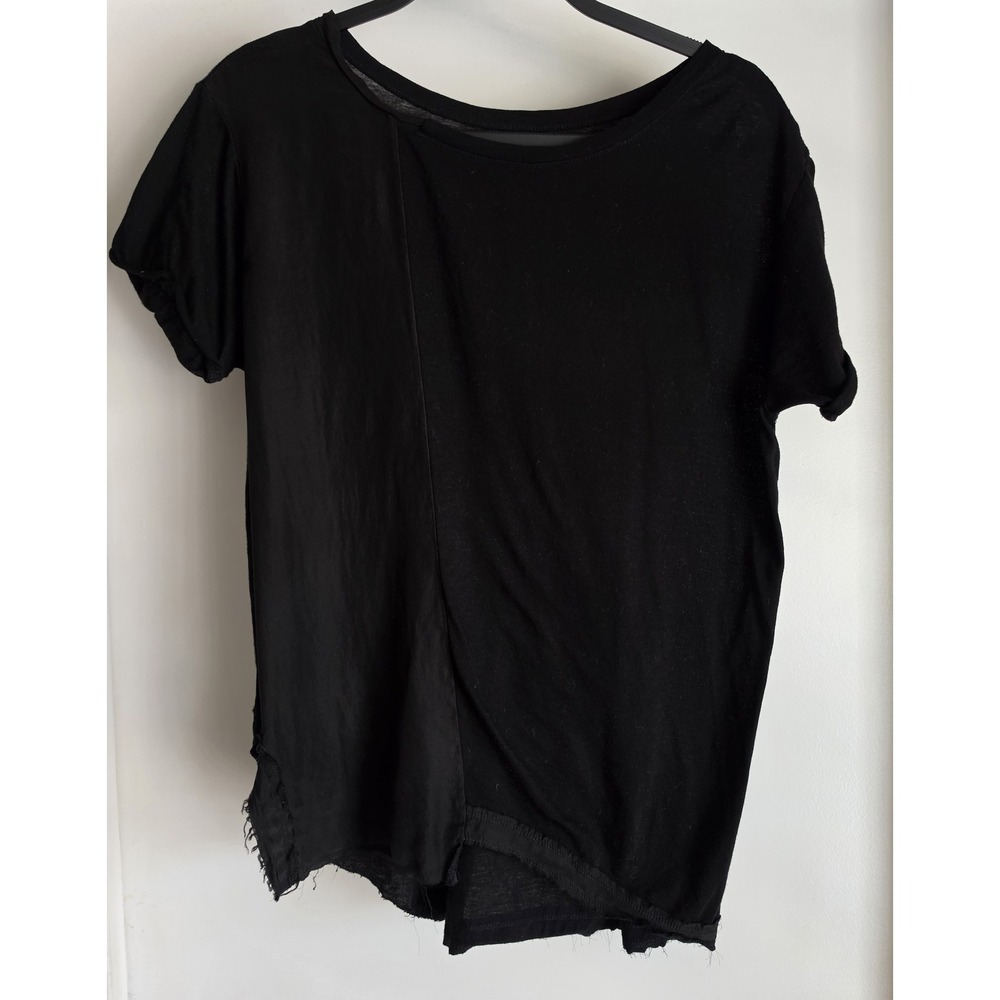 RTA Women's T-Shirt Size S Black Solid Casual Cotton Cashmere Silk Streetwear